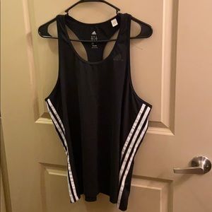 Adidas black and white strip workout tank top